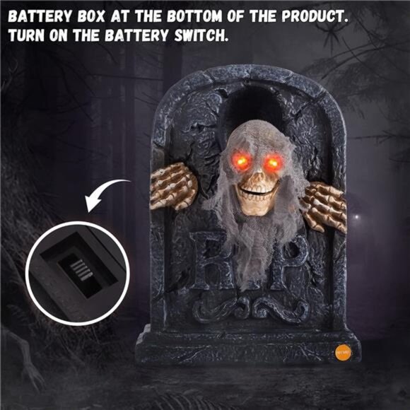 Halloween Animatronic Zombie Tombstone Animated Skeleton Decorations - Sensor - Picture 6 of 7